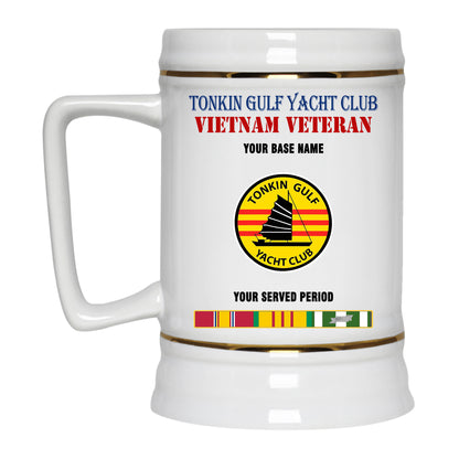 TONKIN GULF YACHT CLUB BEER STEIN 22oz GOLD TRIM BEER STEIN