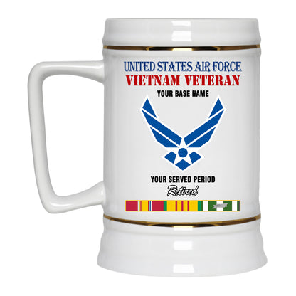 USAF RETIRED BEER STEIN 22oz GOLD TRIM BEER STEIN