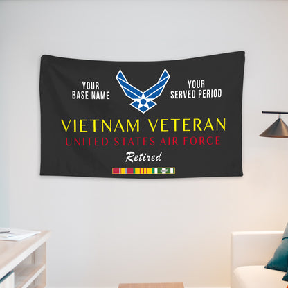 USAF RETIRED WALL FLAG VERTICAL HORIZONTAL 36 x 60 INCHES WALL FLAG