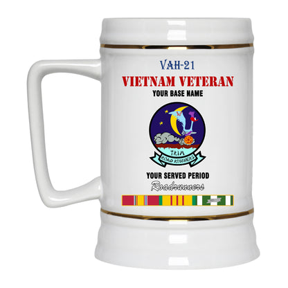 VAH 21 BEER STEIN 22oz GOLD TRIM BEER STEIN
