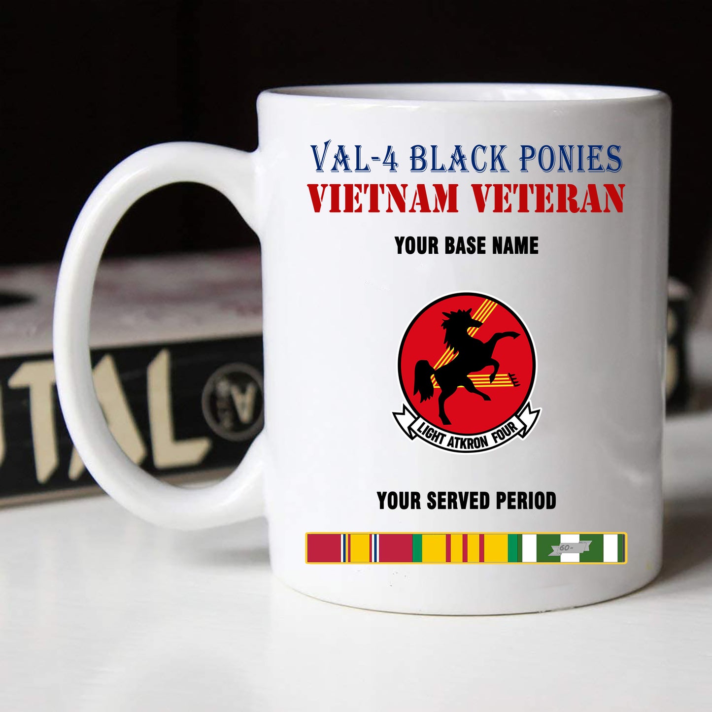 VAL 4 BLACK PONIES BLACK WHITE 11oz 15oz COFFEE MUG