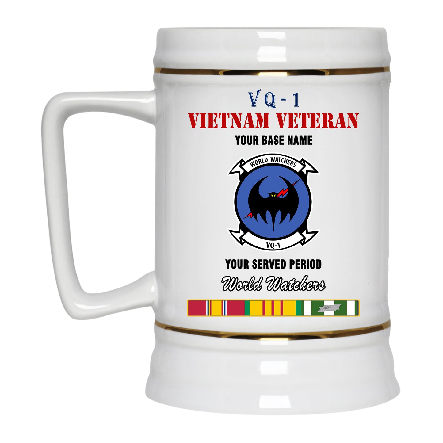 VQ 1 BEER STEIN 22oz GOLD TRIM BEER STEIN